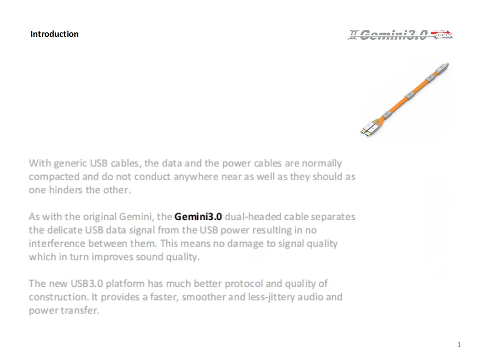 iFi Gemini 3.0 USB Audio Cable – Dual-Head Design, EMI/RFI Shielding, High-Speed Signal & Power Transmission