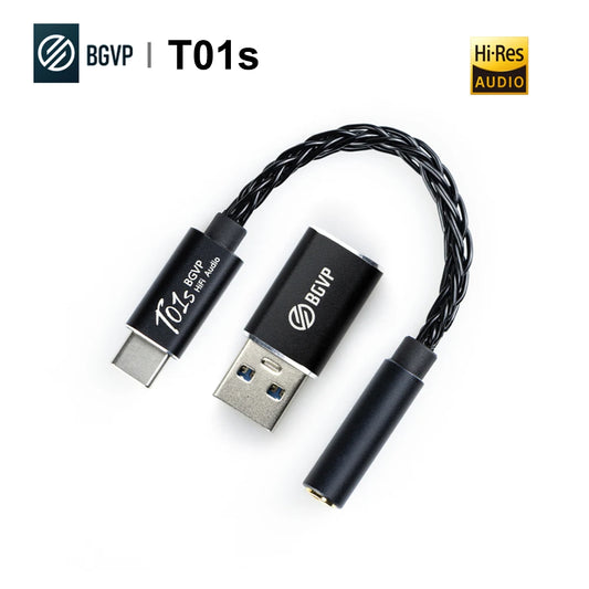 BGVP T01s USB DAC AMP Adapter Type-C/Lightning to 2.5/3.5/4.4mm