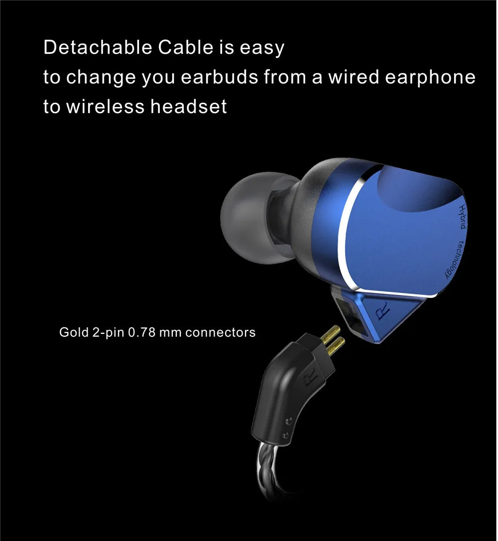 BQEYZ BQ3 HiFi In-Ear Monitor Aluminum Earbuds 0.78mm Detachable Cable
