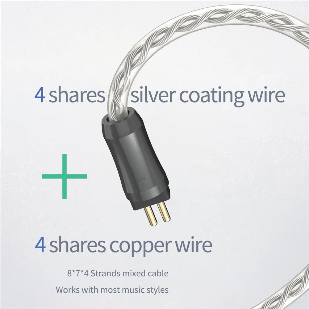 BQEYZ Autumn 2-Pin IEM Cable 4-Core Silver-Copper with 3.5mm/2.5mm/4.4mm Plugs
