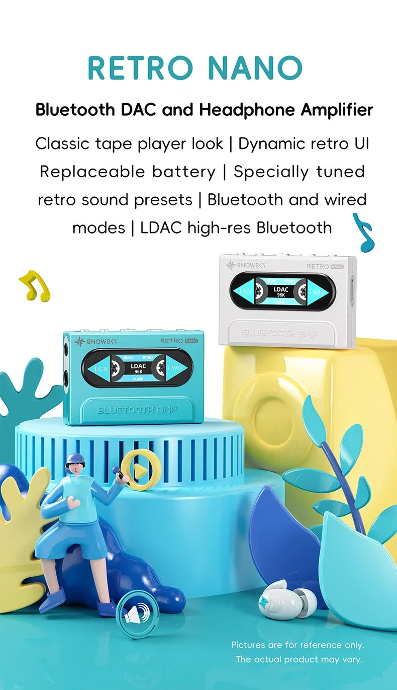 FiiO SnowSky Retro Nano Bluetooth DAC & Headphone Amplifier - LDAC, aptX Adaptive, aptX LL, 3.5mm/4.4mm Outputs