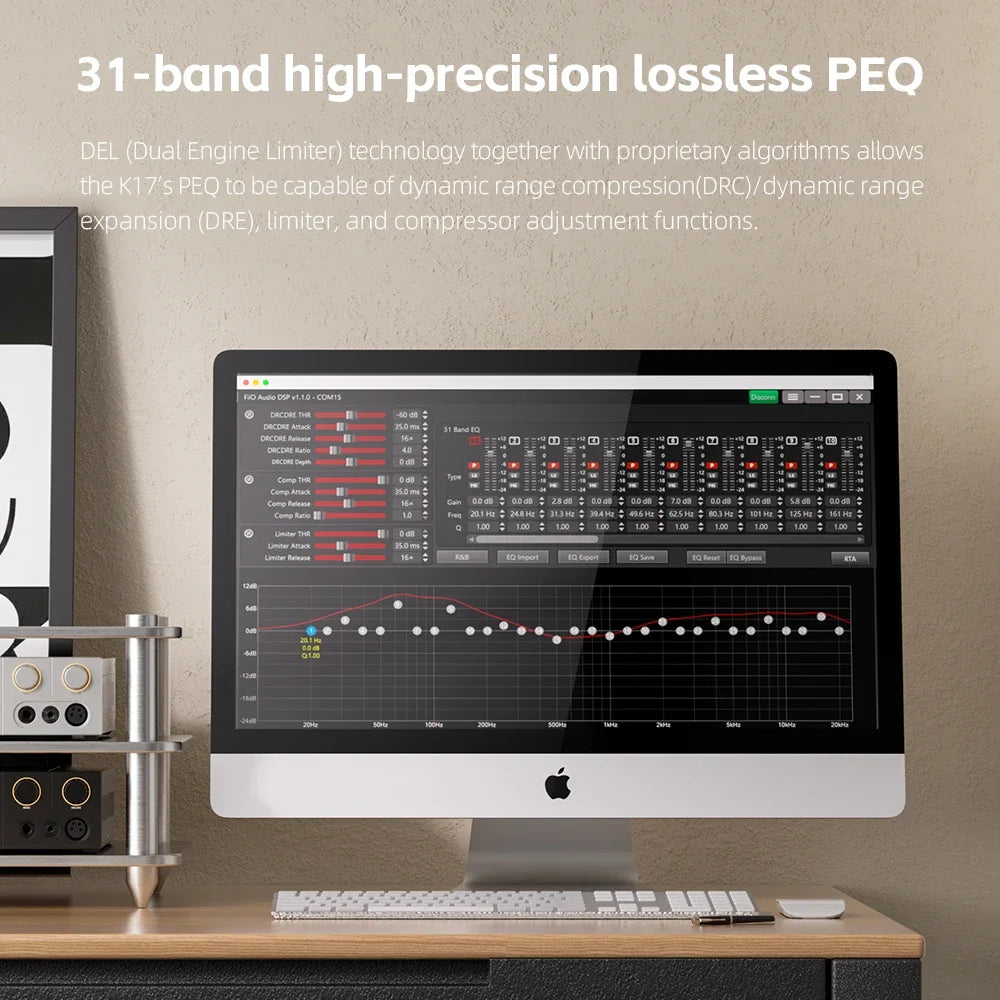FiiO K17 Desktop DAC AMP Headphone Amplifier - Hi-Res Audio, Dual AK4499EX, MQA, DSD512, PCM768, 31-Band PEQ with Remote Control