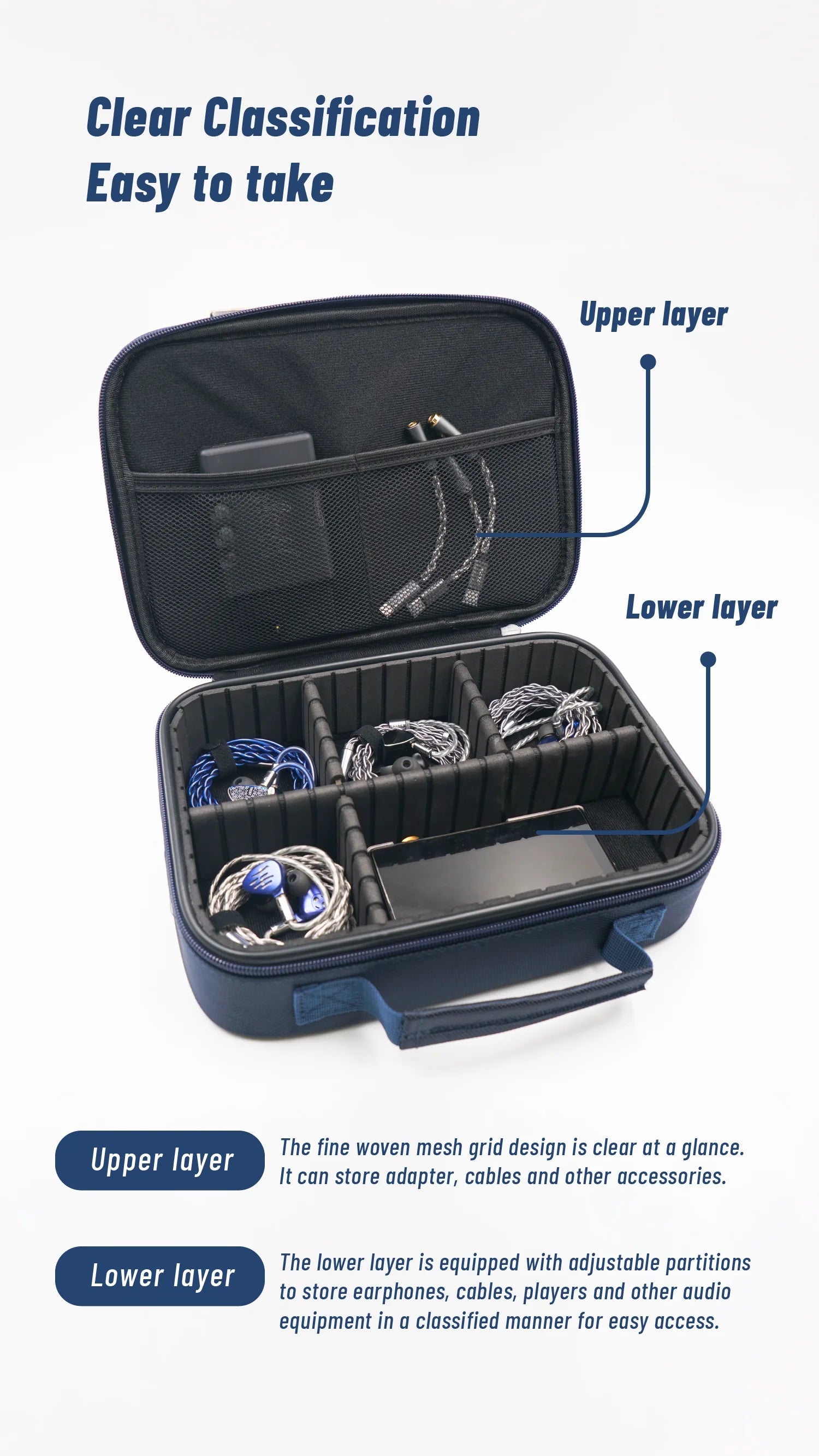 BQEYZ Large Capacity Earphone Storage Bag Portable Travel Case