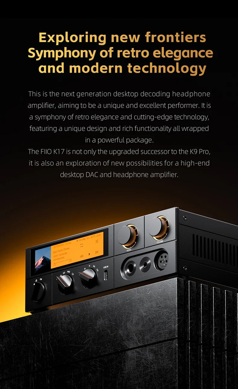 FiiO K17 Desktop DAC AMP Headphone Amplifier - Hi-Res Audio, Dual AK4499EX, MQA, DSD512, PCM768, 31-Band PEQ with Remote Control