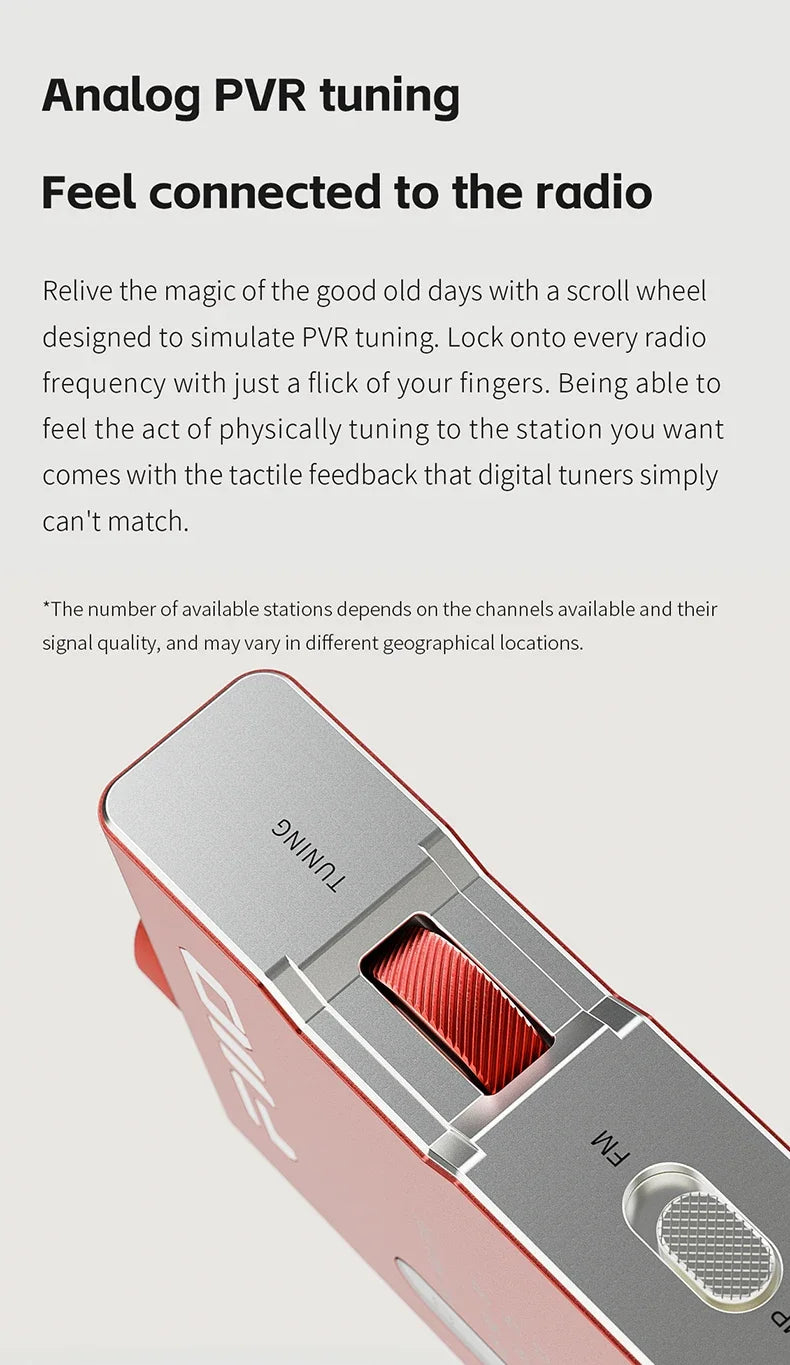 FiiO RR11 Portable HiFi FM Radio Receiver - Analog PVR Tuning, Enhanced Bass, 3D Surround Sound, 64-108MHz Coverage