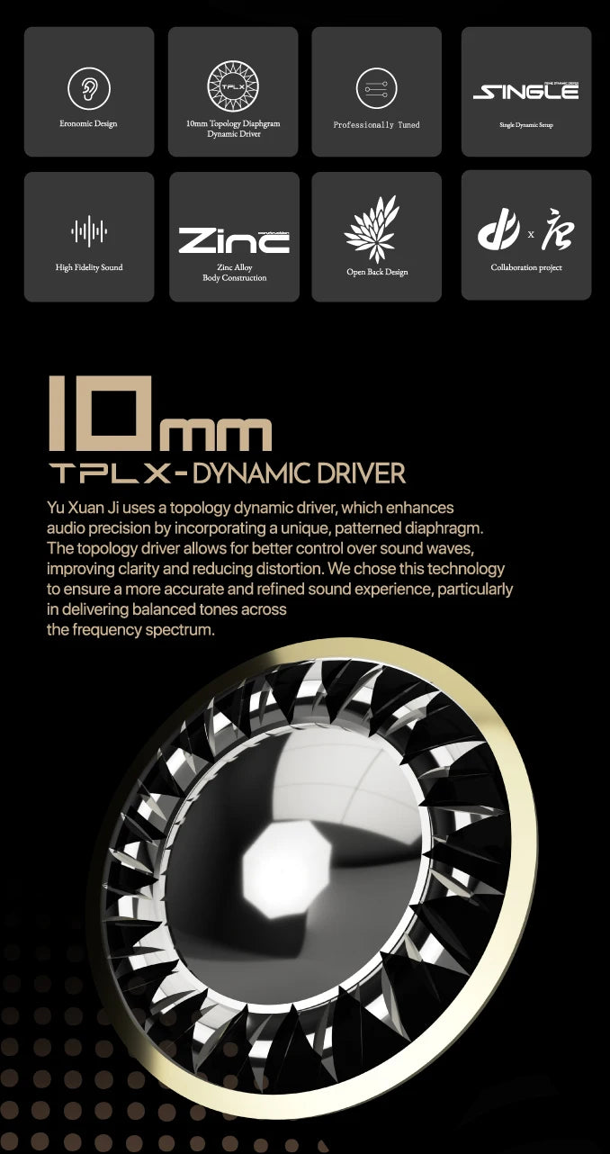 TANGZU Yu Xuan Ji IEM – Open-Back 10mm Topology Dynamic Earphones