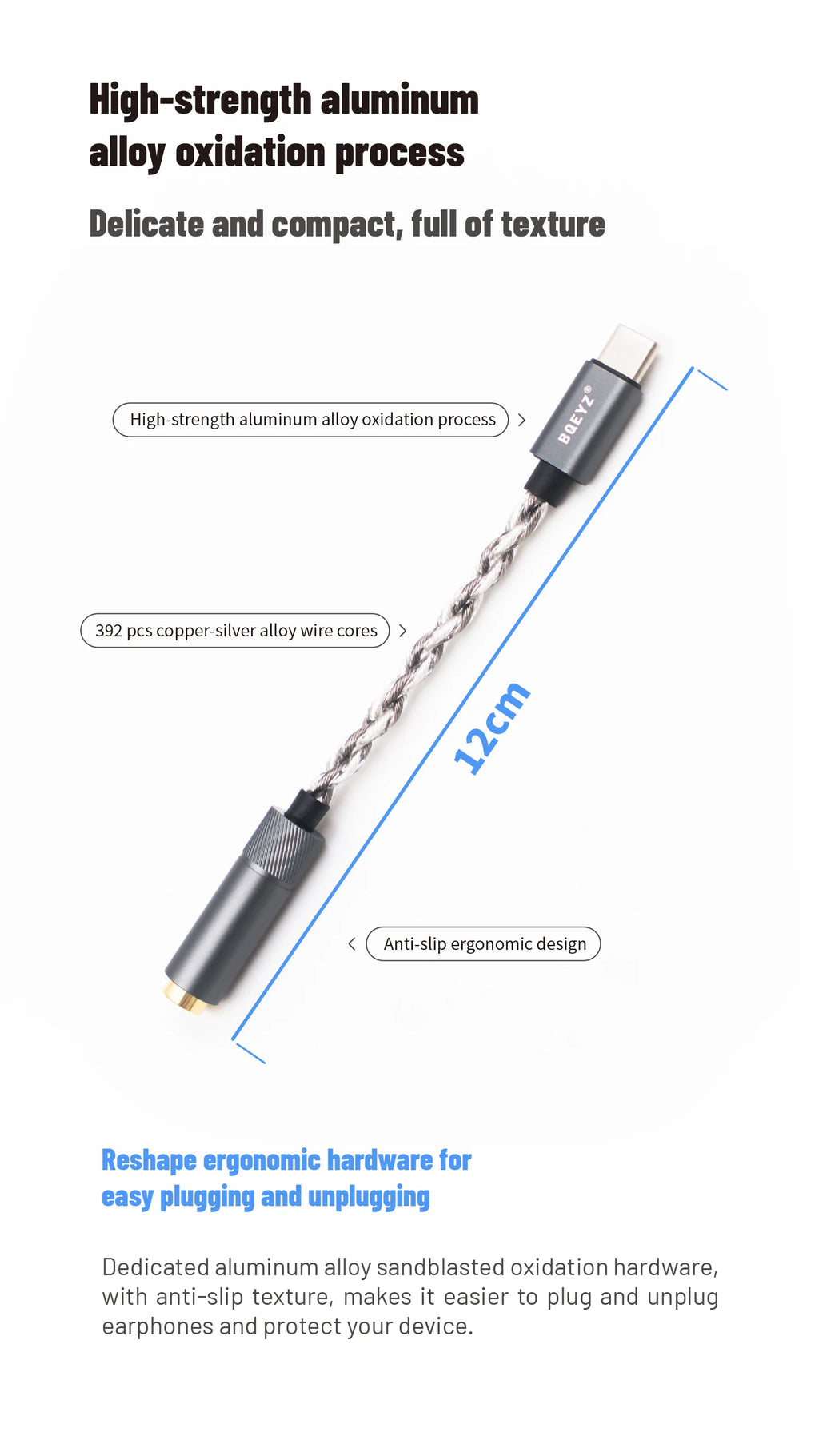 BQEYZ LIN Type-C to 3.5mm/4.4mm HiFi DAC Amp Adapter 32bit 384kHz CX31993