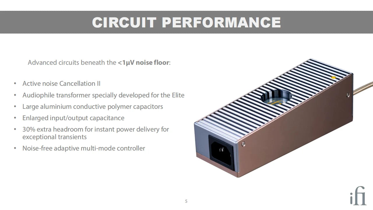 iFi iPower Elite DC Low Noise Power Adapter – Active Noise Cancellation, HiFi Power Supply for DAC & Headphone Amps