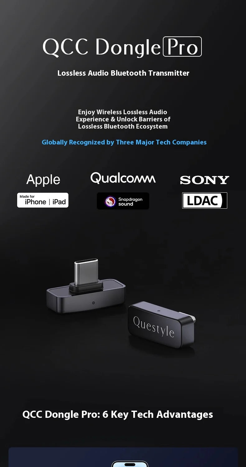 Questyle QCC Dongle Pro Bluetooth 5.4 Transmitter – LDAC Lossless, Snapdragon Sound, aptX Support