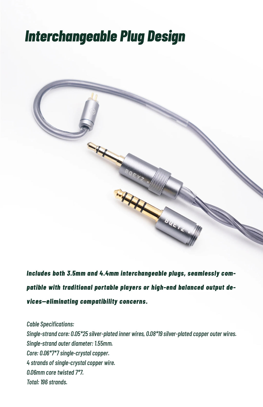 BQEYZ NI HiFi In-Ear Earphones – Dynamic Driver with Bio-Ceramic Diaphragm, Gaming Earbuds, Interchangeable 3.5mm/4.4mm Plugs