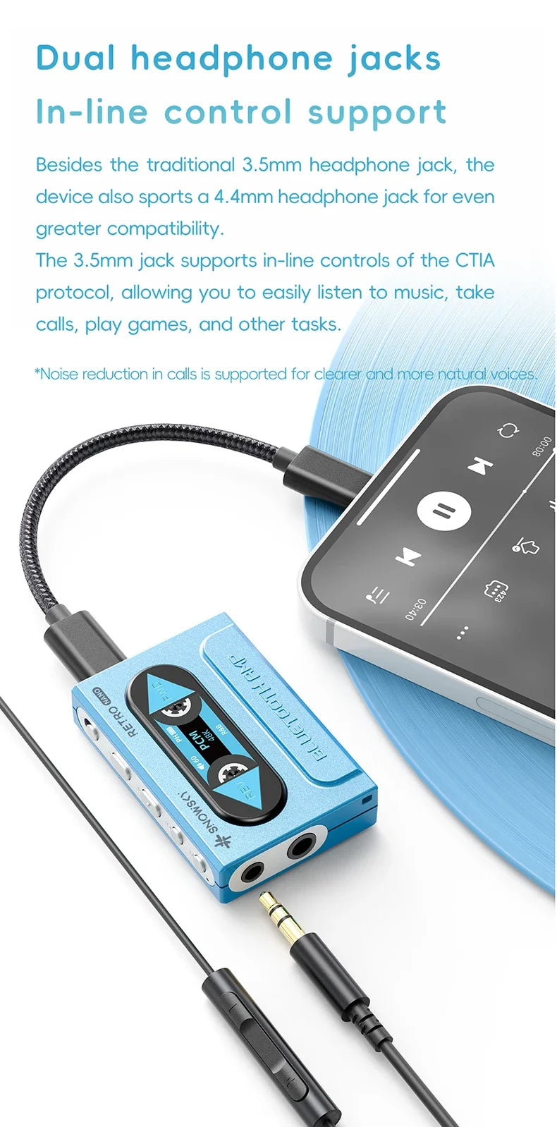 FiiO SnowSky Retro Nano Bluetooth DAC & Headphone Amplifier - LDAC, aptX Adaptive, aptX LL, 3.5mm/4.4mm Outputs