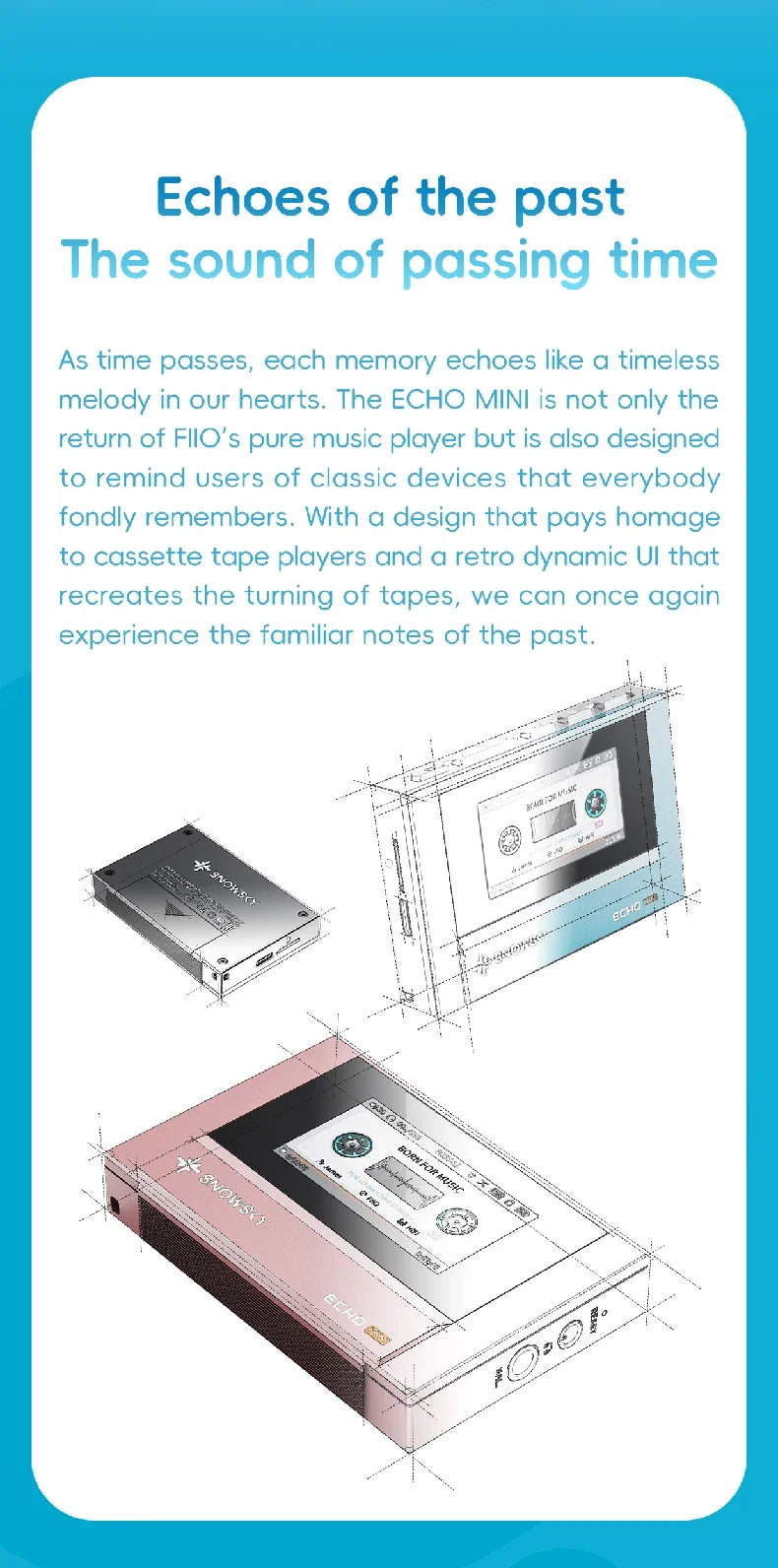 FiiO SnowSky Echo Mini HiFi Bluetooth MP3 Player - 15H Playback, 3.5mm & 4.4mm Headphone Outputs