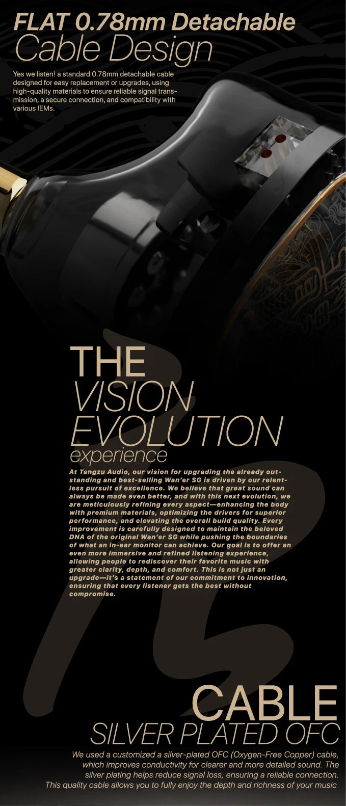 TANGZU WANER SG 2 Single Dynamic In-Ear Headphones ,10mm PET Driver, Detachable Cable, Hi-Fi Sound