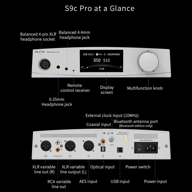 AUNE S9C PRO DAC Headphone Amplifier | ES9068AS Desktop HiFi