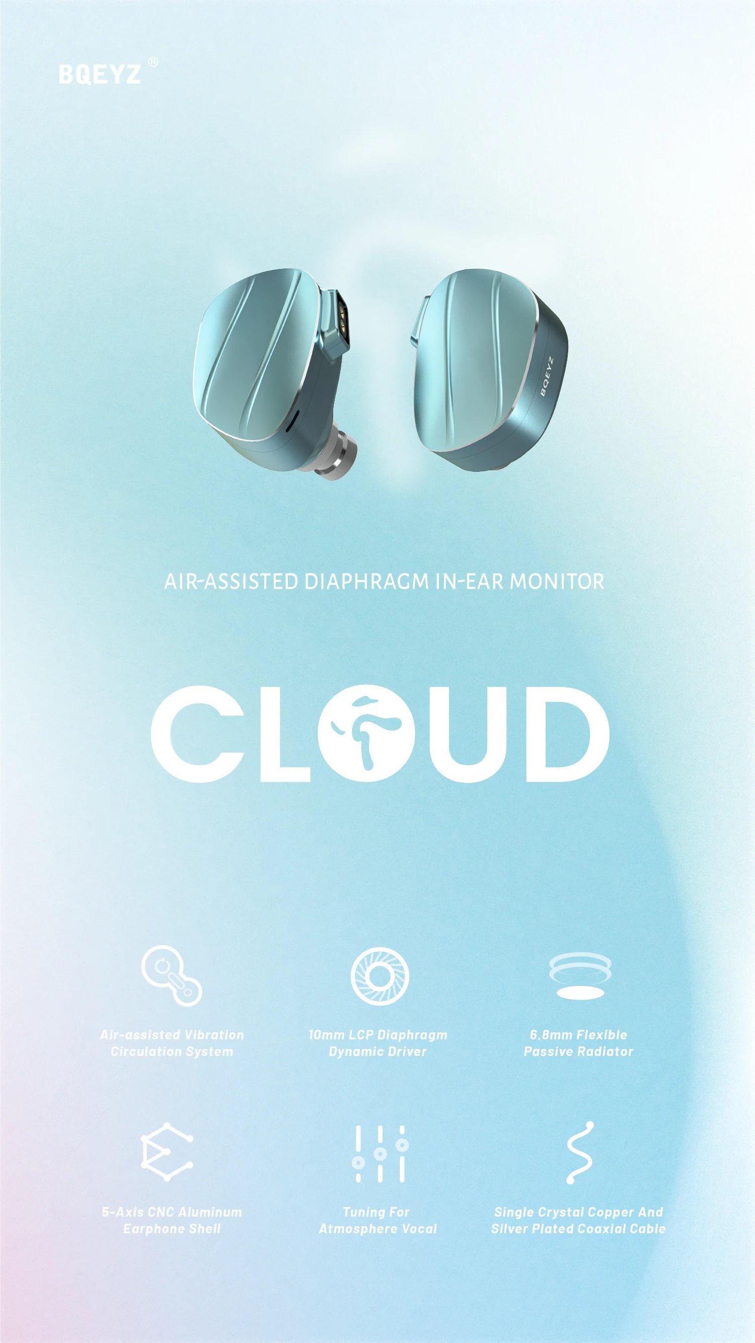 BQEYZ Cloud 10mm In-Ear Monitor Wired Earbuds