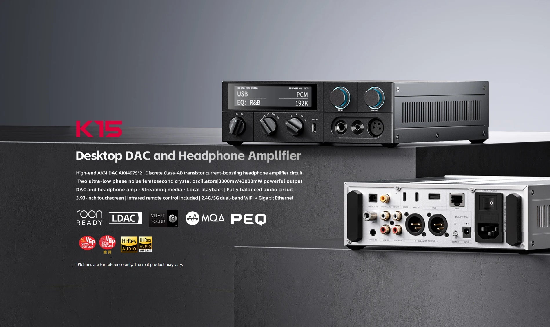 FiiO K15 Desktop DAC AMP Headphone Amplifier Full MQA PEQ Hi-Res Audio dual AK4497S chips DSD512 PCM768 Bluetooth LDAC