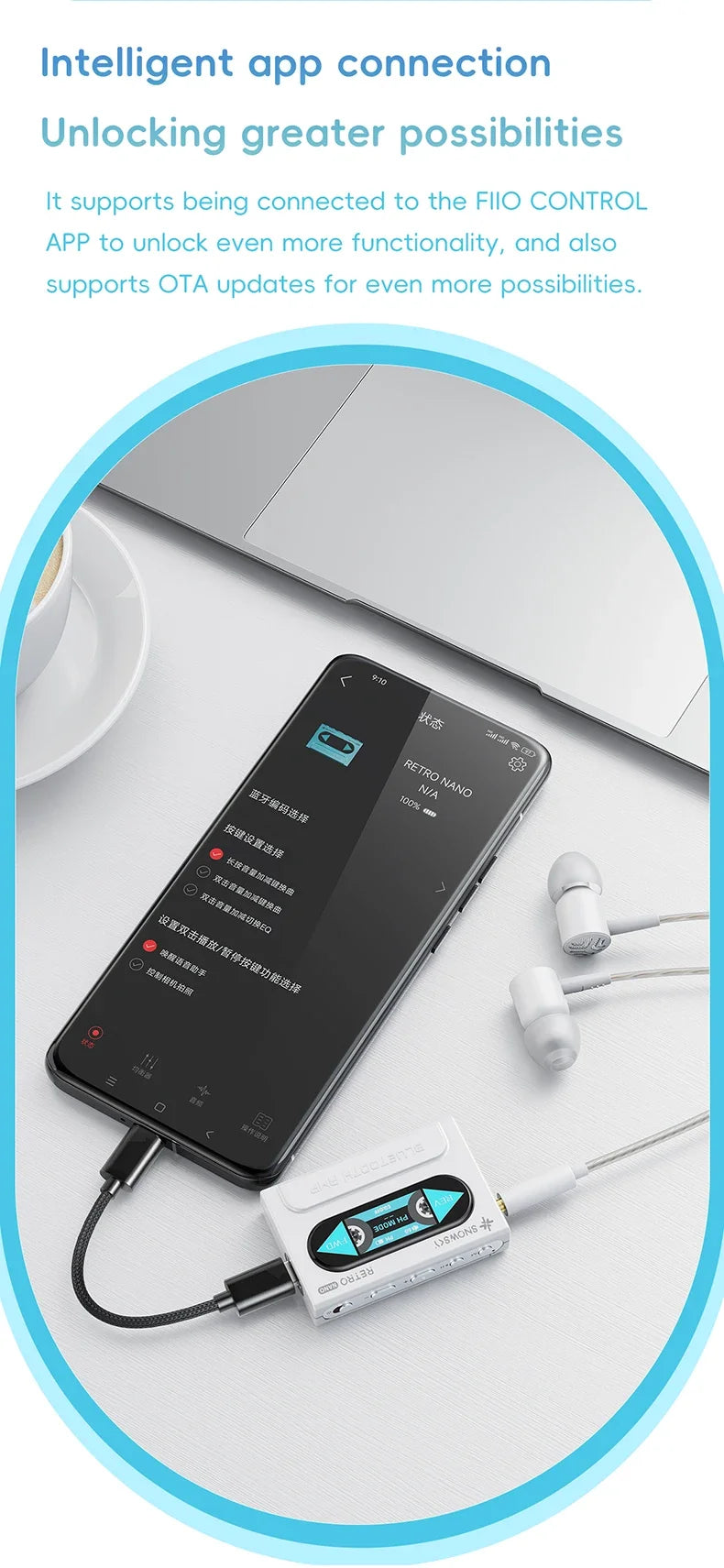 FiiO SnowSky Retro Nano Bluetooth DAC & Headphone Amplifier - LDAC, aptX Adaptive, aptX LL, 3.5mm/4.4mm Outputs