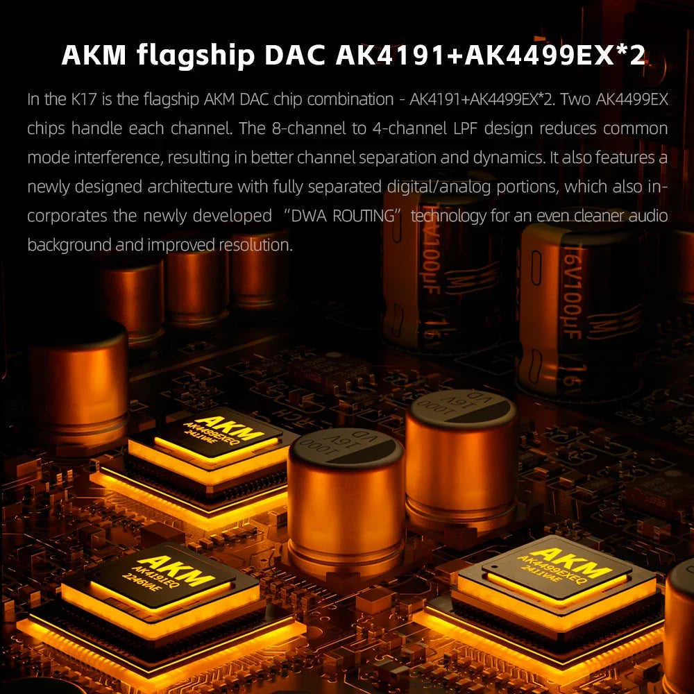 FiiO K17 Desktop DAC AMP Headphone Amplifier - Hi-Res Audio, Dual AK4499EX, MQA, DSD512, PCM768, 31-Band PEQ with Remote Control