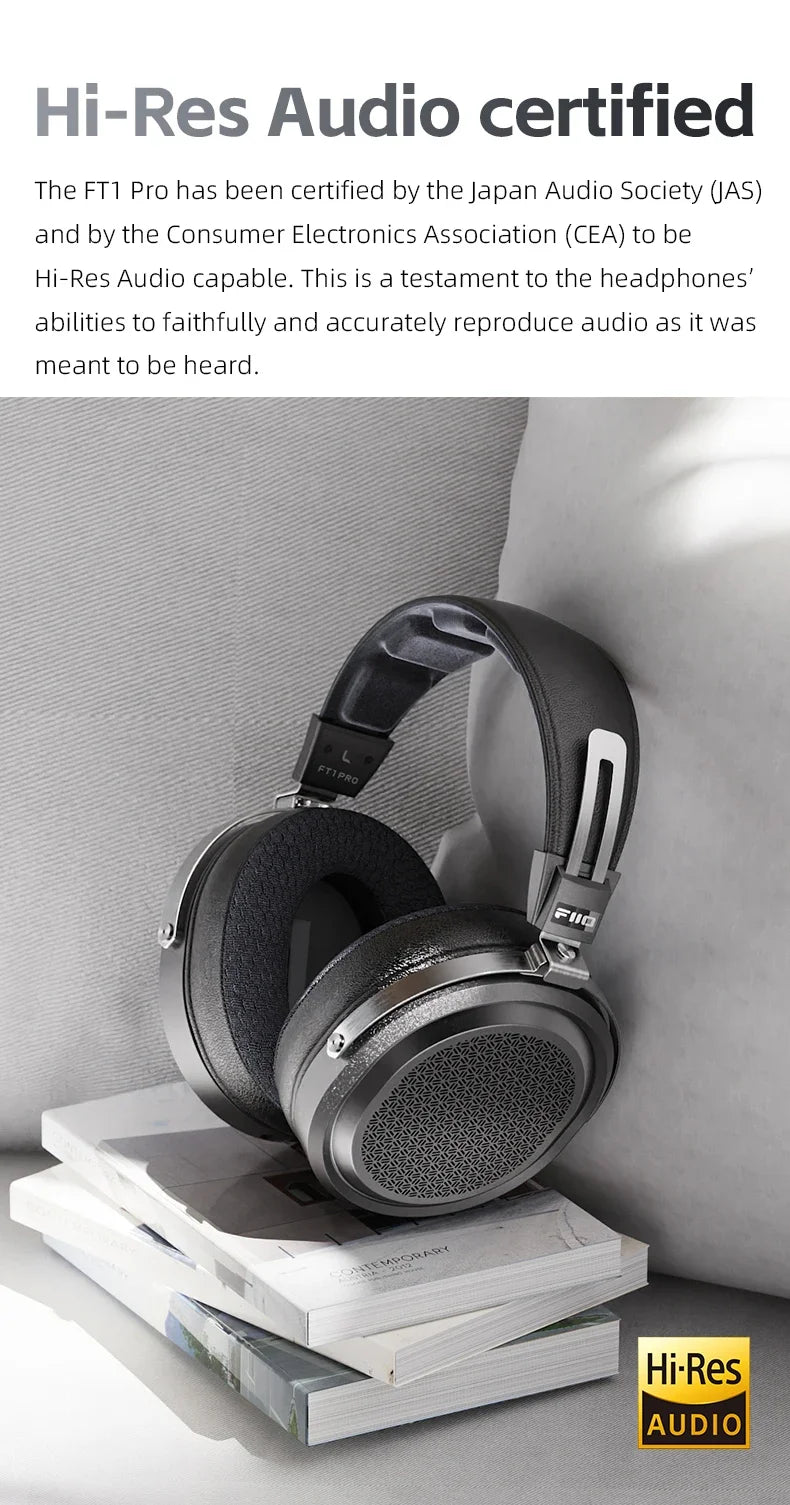FiiO FT1 Pro Open-Back Planar Magnetic Hi-Fi Headphones - Wired, High Sensitivity for Home, Studio & Recording