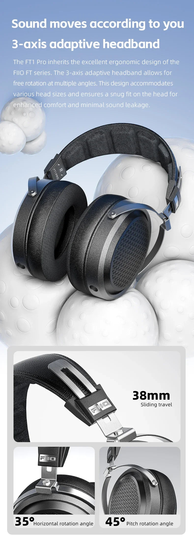 FiiO FT1 Pro Open-Back Planar Magnetic Hi-Fi Headphones - Wired, High Sensitivity for Home, Studio & Recording