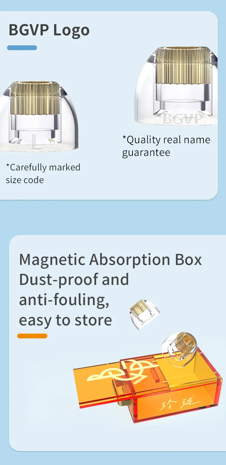 BGVP Exquisite Silicone Earphone Eartips - Oxygen-Free Copper Liquid, Skin-Friendly Headphone Accessories