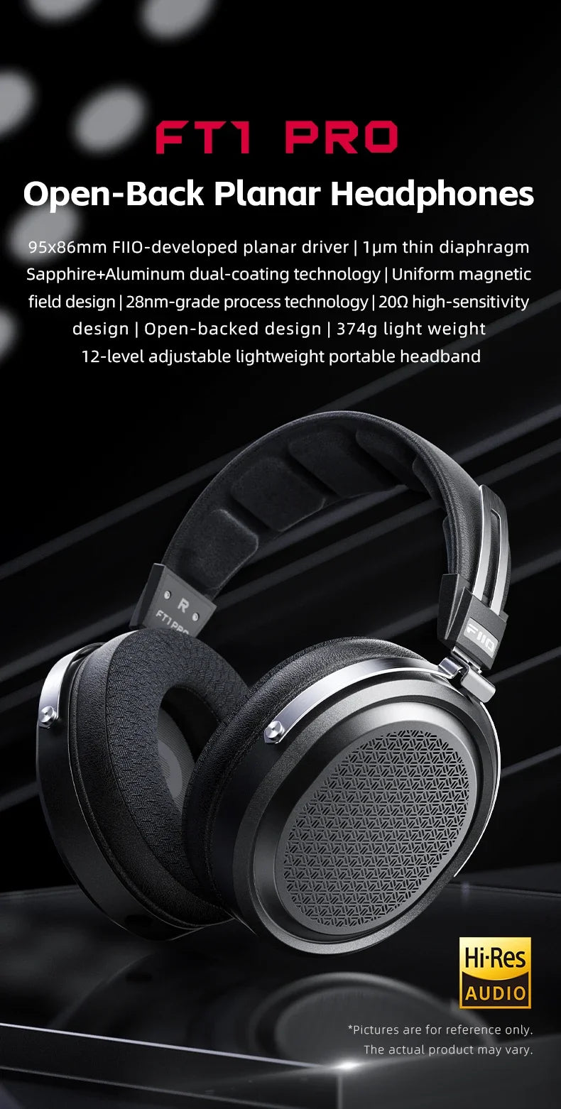 FiiO FT1 Pro Open-Back Planar Magnetic Hi-Fi Headphones - Wired, High Sensitivity for Home, Studio & Recording