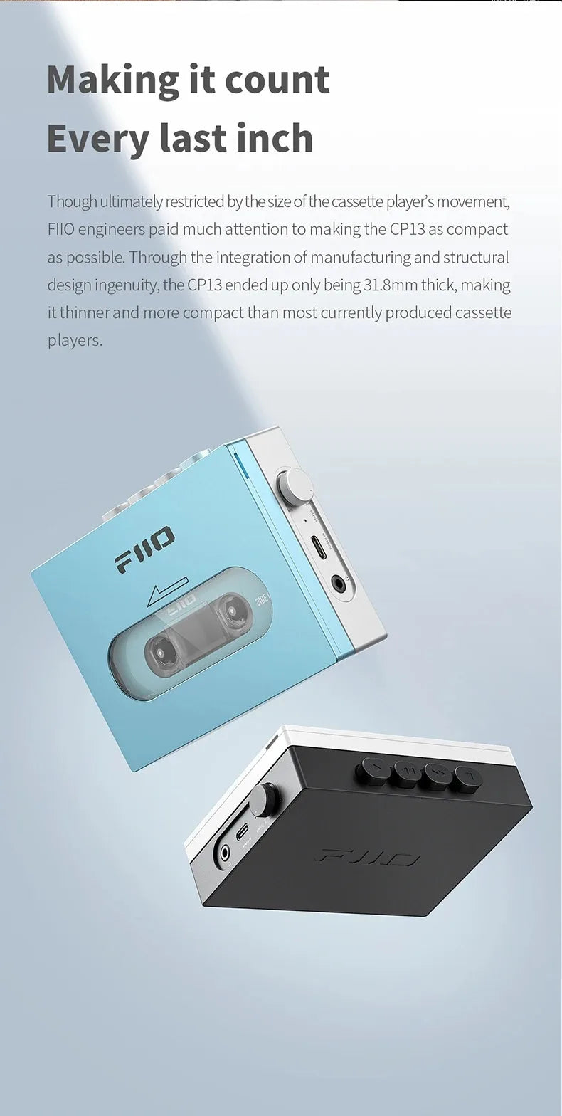 FiiO CP13 Portable Cassette Player – 1800mAh Battery, Balanced Output, Dual-Mode