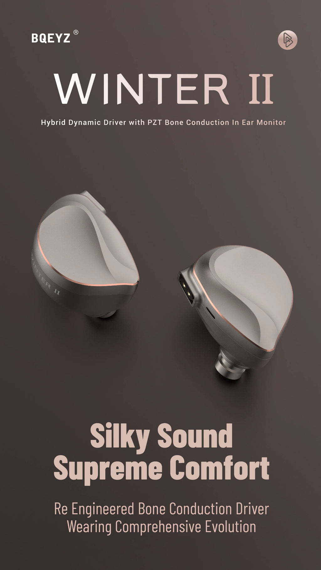 BQEYZ Winter 2 IEM HiFi Wired Earphones - Gaming Earbuds with 3.5mm/4.4mm Copper Cable