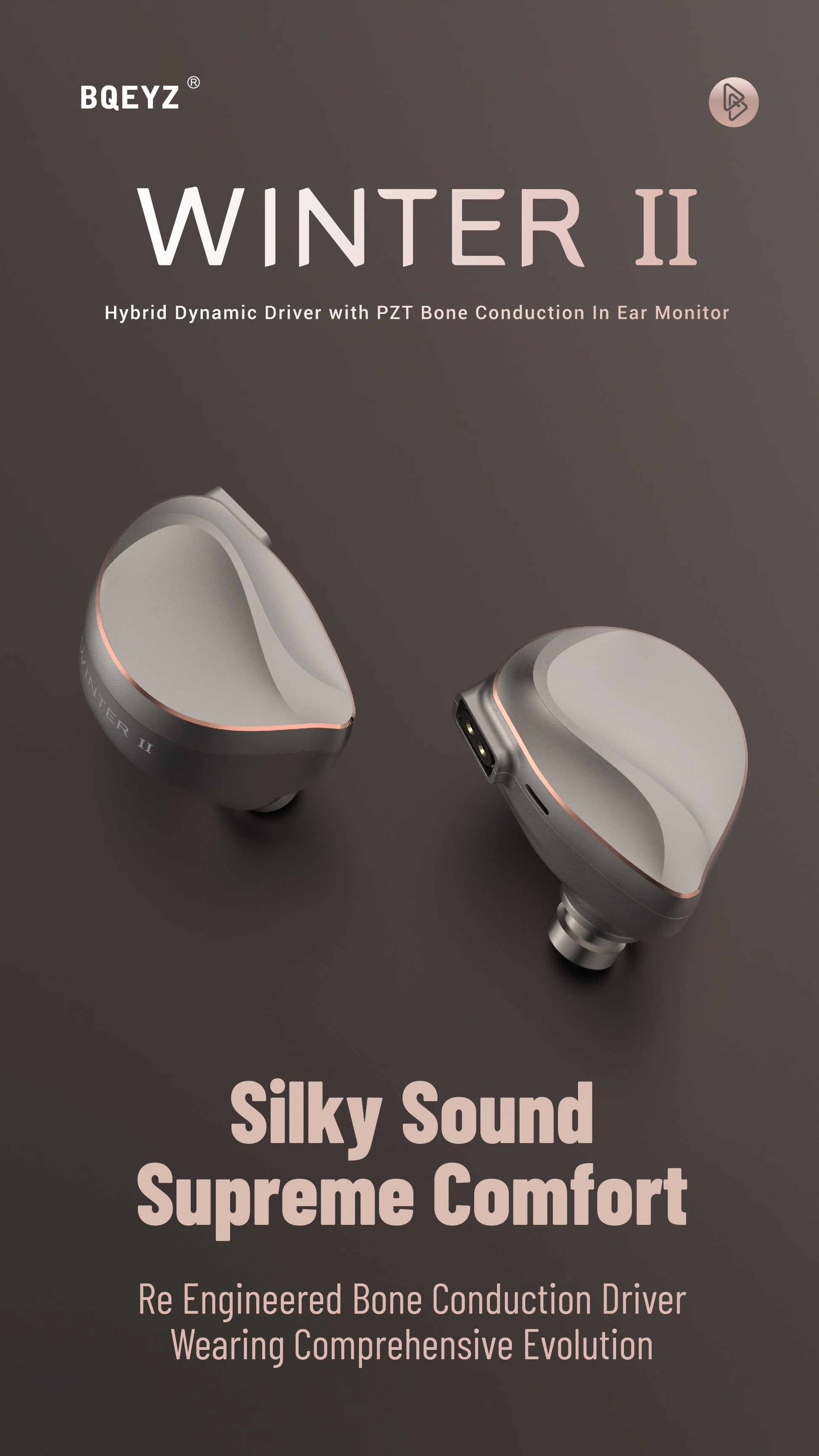 BQEYZ Winter 2 IEM HiFi Wired Earphones - Gaming Earbuds with 3.5mm/4.4mm Copper Cable