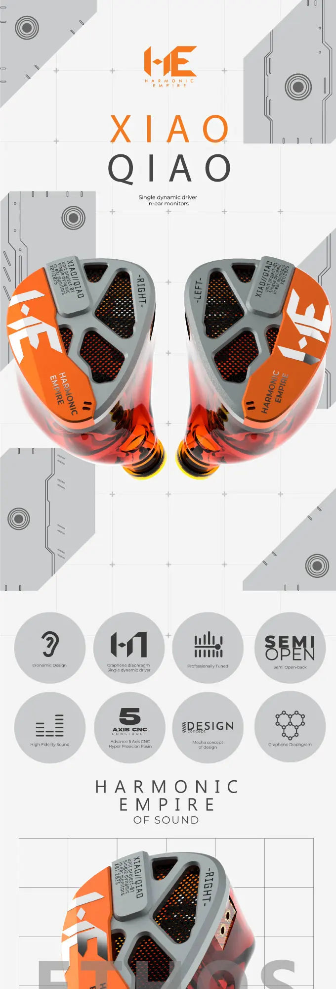 HE Xiao Qiao IEM – Semi-Open Graphene Dynamic Driver Earphones