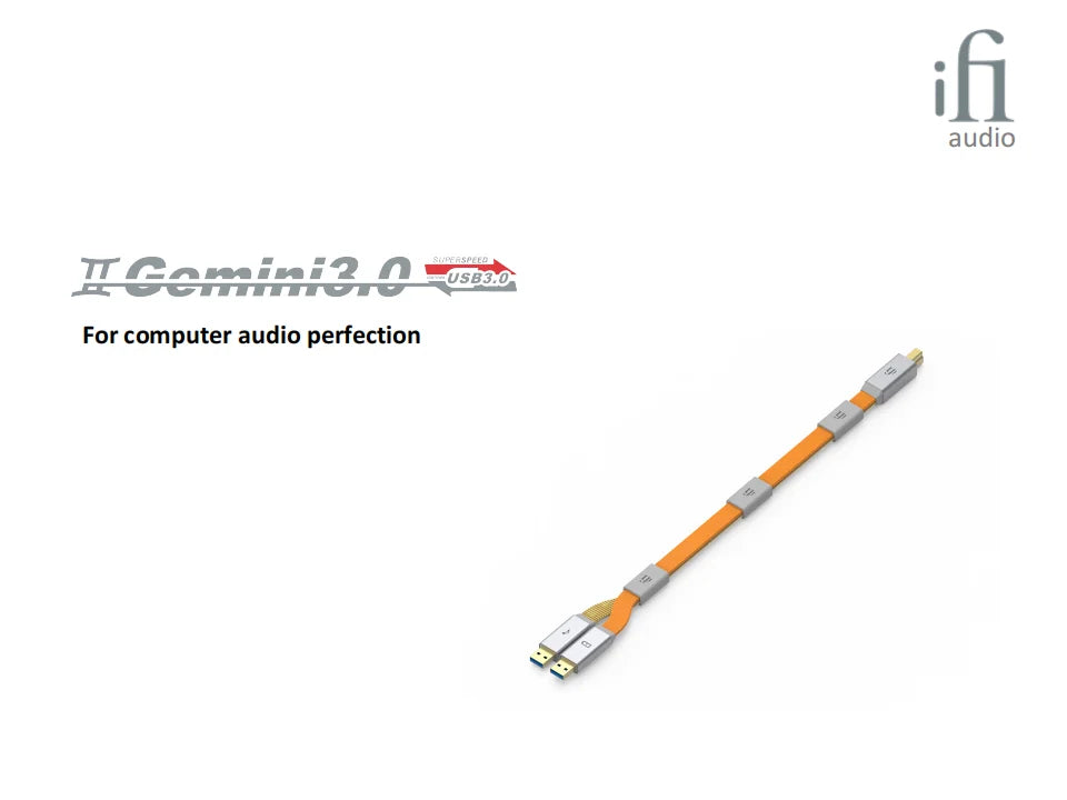 iFi Gemini 3.0 USB Audio Cable – Dual-Head Design, EMI/RFI Shielding, High-Speed Signal & Power Transmission