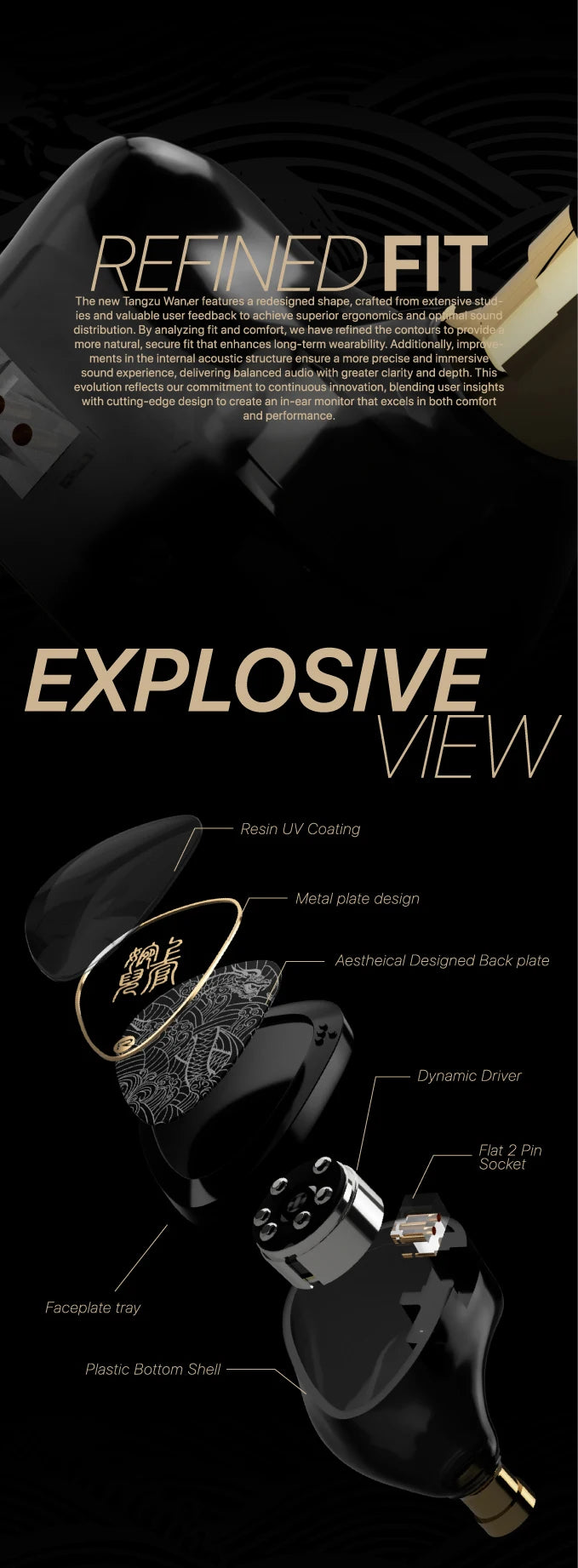 TANGZU Waner 2 Jade Dragon Edition IEM – 10mm PET Dynamic Driver In-Ear Earphones
