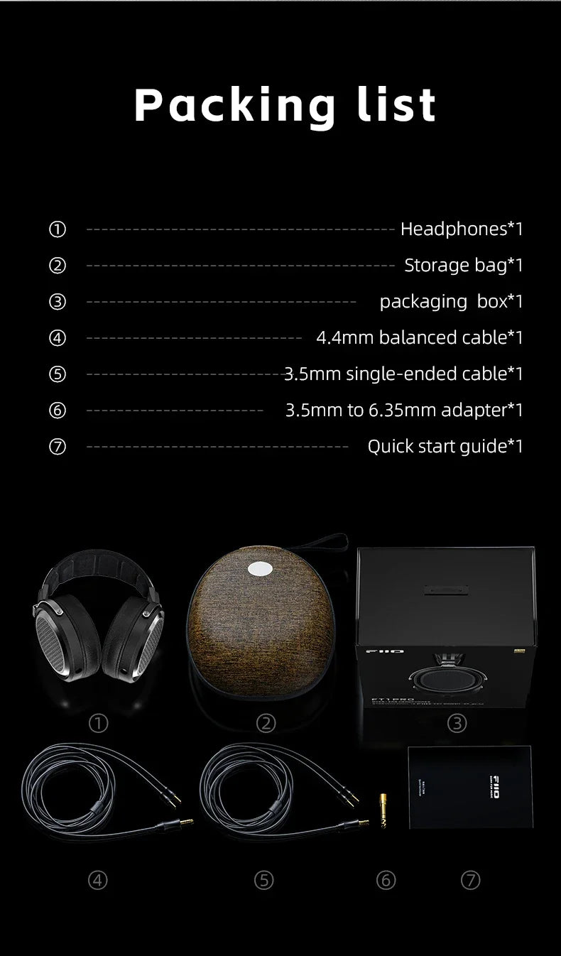 FiiO FT1 Pro Open-Back Planar Magnetic Hi-Fi Headphones - Wired, High Sensitivity for Home, Studio & Recording