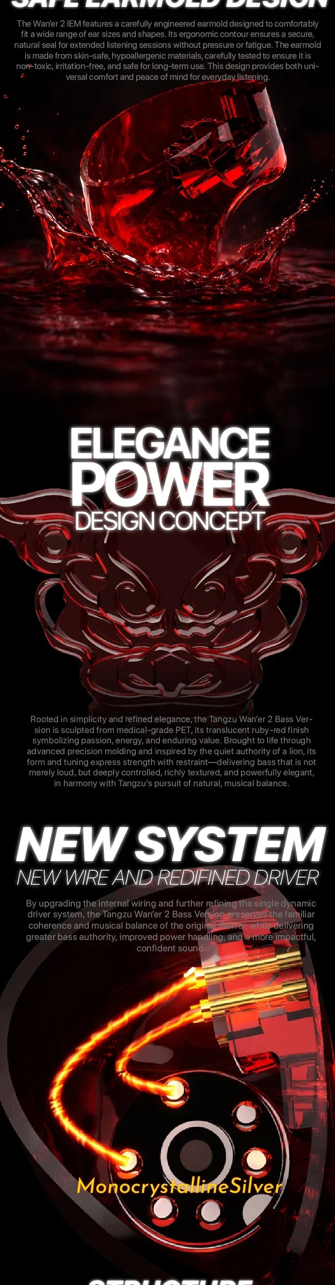 TANGZU Wan’er SG II Red Lion IEM – Bass-Enhanced Single Dynamic Driver Earphones