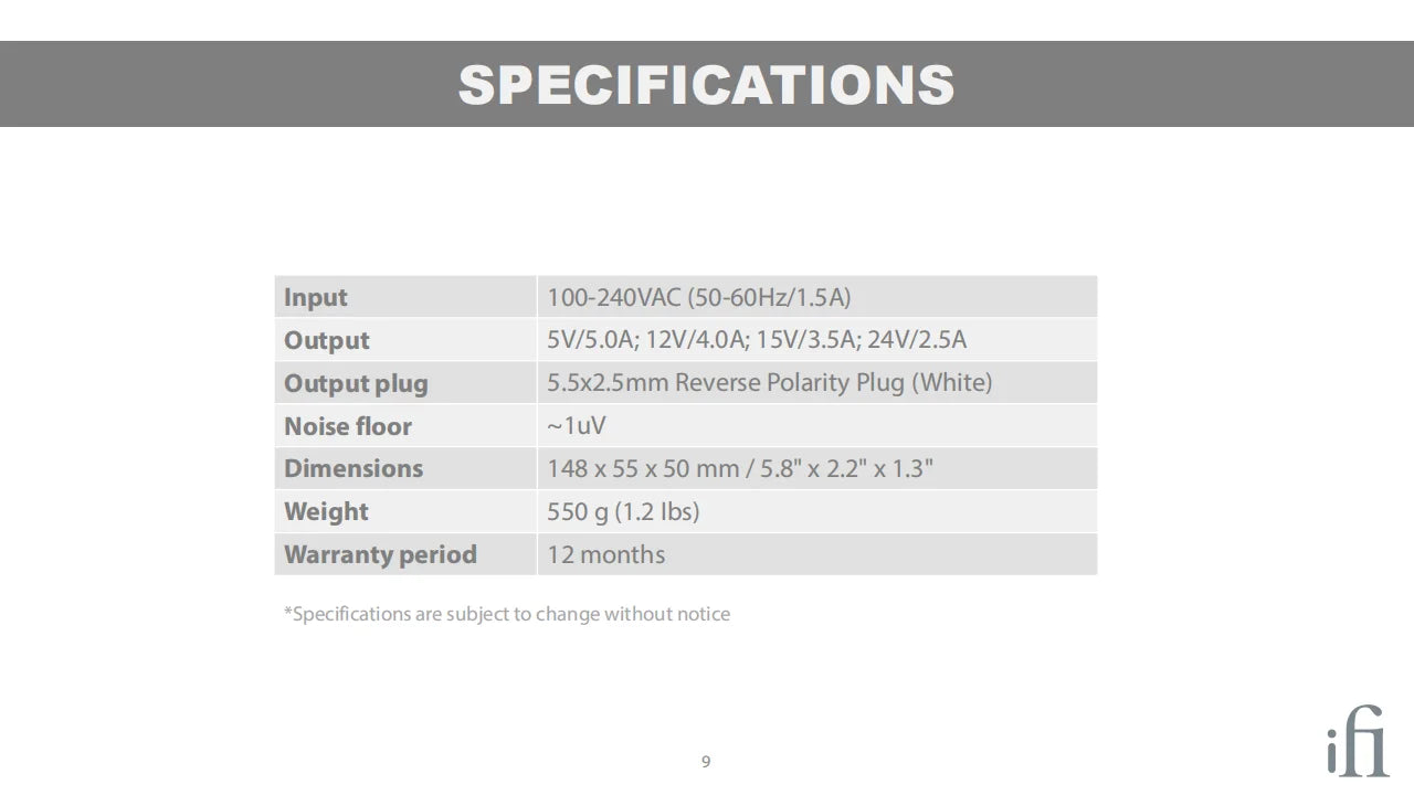 iFi iPower Elite DC Low Noise Power Adapter – Active Noise Cancellation, HiFi Power Supply for DAC & Headphone Amps