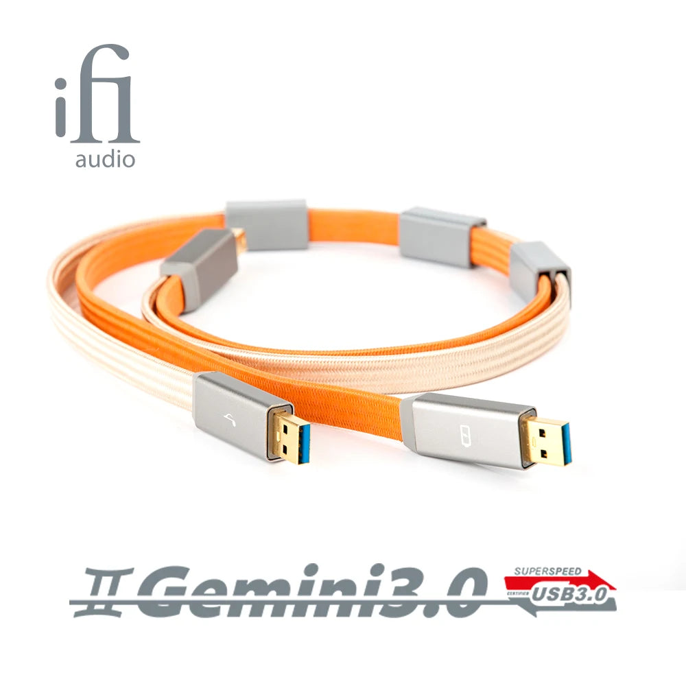 iFi Gemini 3.0 USB Audio Cable – Dual-Head Design, EMI/RFI Shielding, High-Speed Signal & Power Transmission