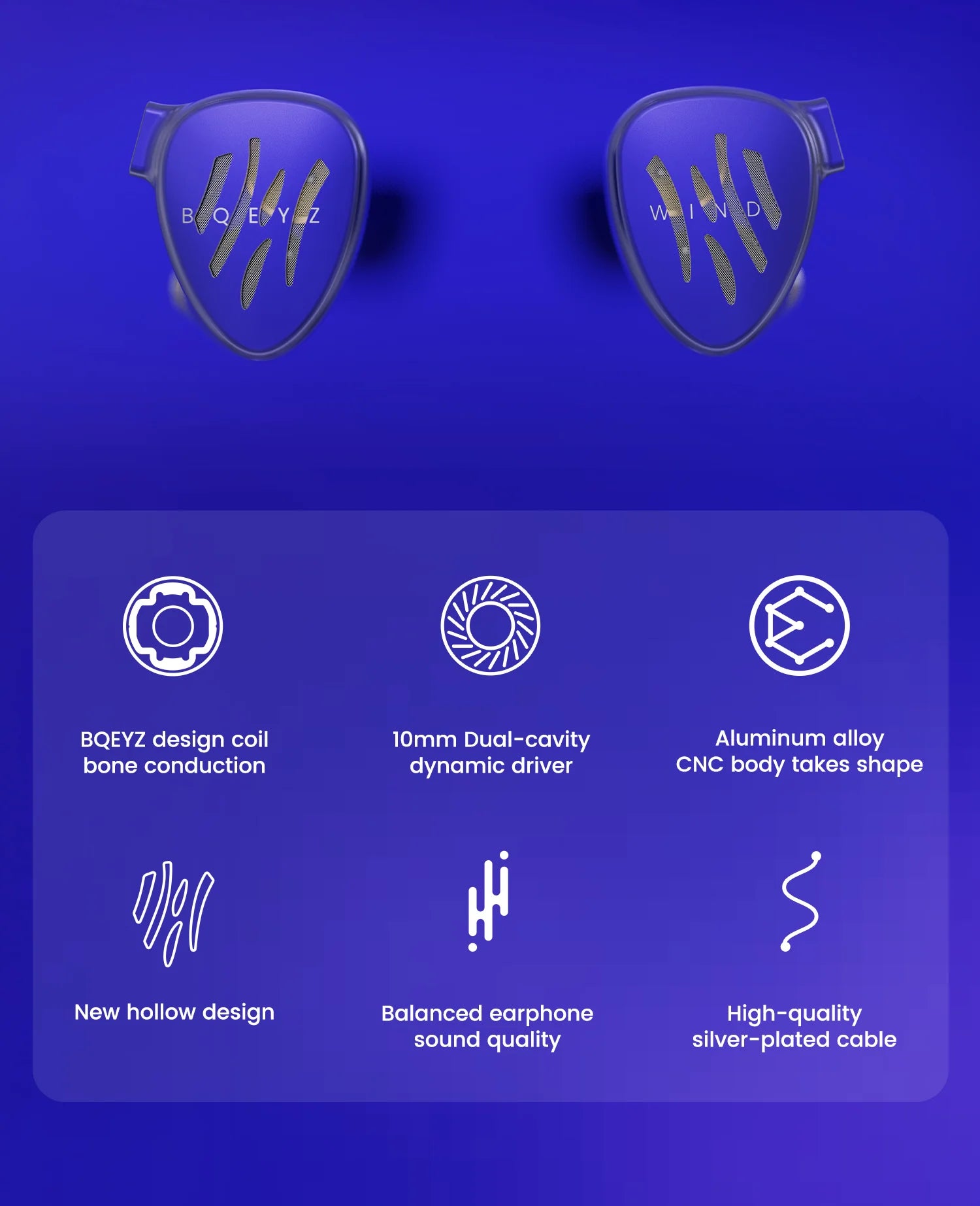BQEYZ Wind Weather Series Bone Conduction Dynamic Driver Wired IEM