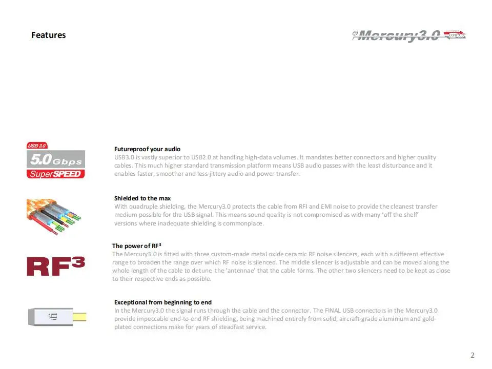iFi Mercury 3.0 USB Audio Cable – HiFi Signal & Power Transmission, EMI/RFI Noise Shielding