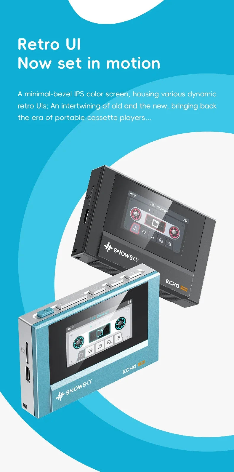 FiiO SnowSky Echo Mini HiFi Bluetooth MP3 Player - 15H Playback, 3.5mm & 4.4mm Headphone Outputs