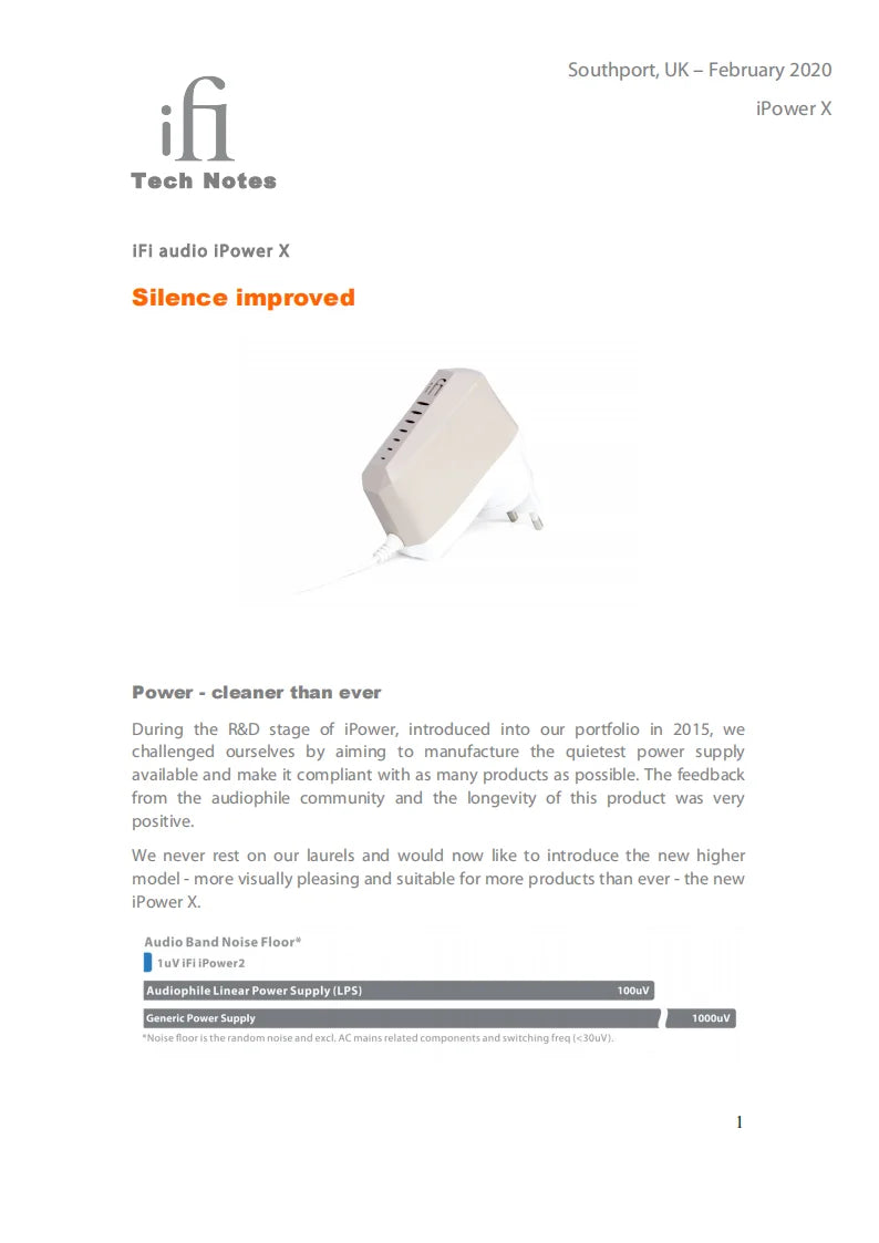iFi Audio iPower X Ultra-Low Noise Power Supply – Enhanced Silence, Audiophile-Grade Clean Power