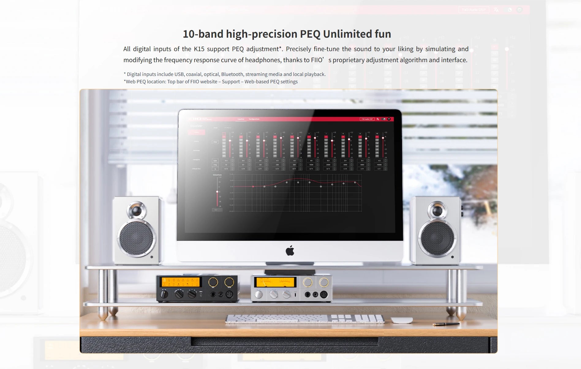 FiiO K15 Desktop DAC AMP Headphone Amplifier Full MQA PEQ Hi-Res Audio dual AK4497S chips DSD512 PCM768 Bluetooth LDAC