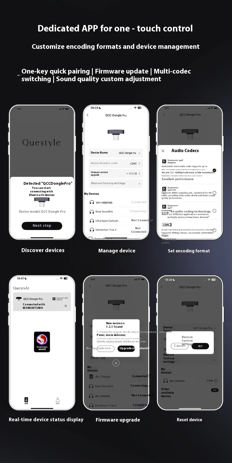 Questyle QCC Dongle Pro Bluetooth 5.4 Transmitter – LDAC Lossless, Snapdragon Sound, aptX Support