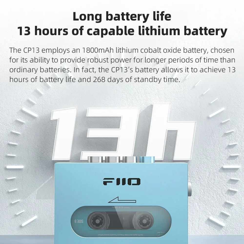 FiiO CP13 Portable Cassette Player – 1800mAh Battery, Balanced Output, Dual-Mode