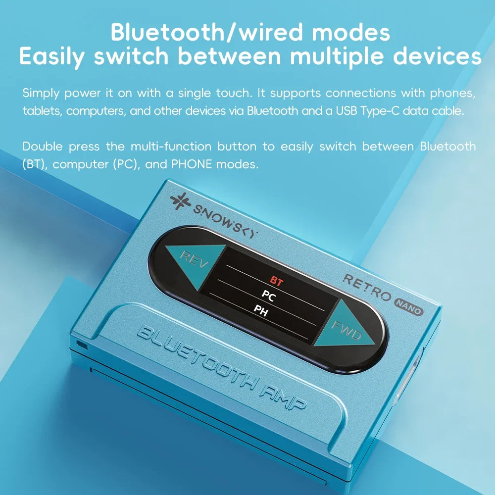 FiiO SnowSky Retro Nano Bluetooth DAC & Headphone Amplifier - LDAC, aptX Adaptive, aptX LL, 3.5mm/4.4mm Outputs