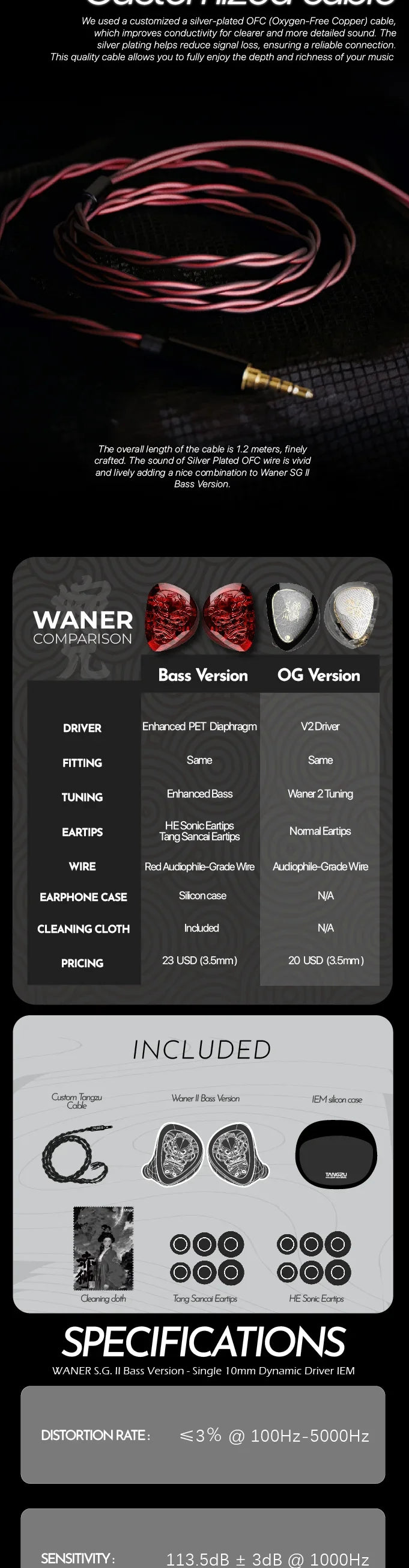 TANGZU Wan’er SG II Red Lion IEM – Bass-Enhanced Single Dynamic Driver Earphones