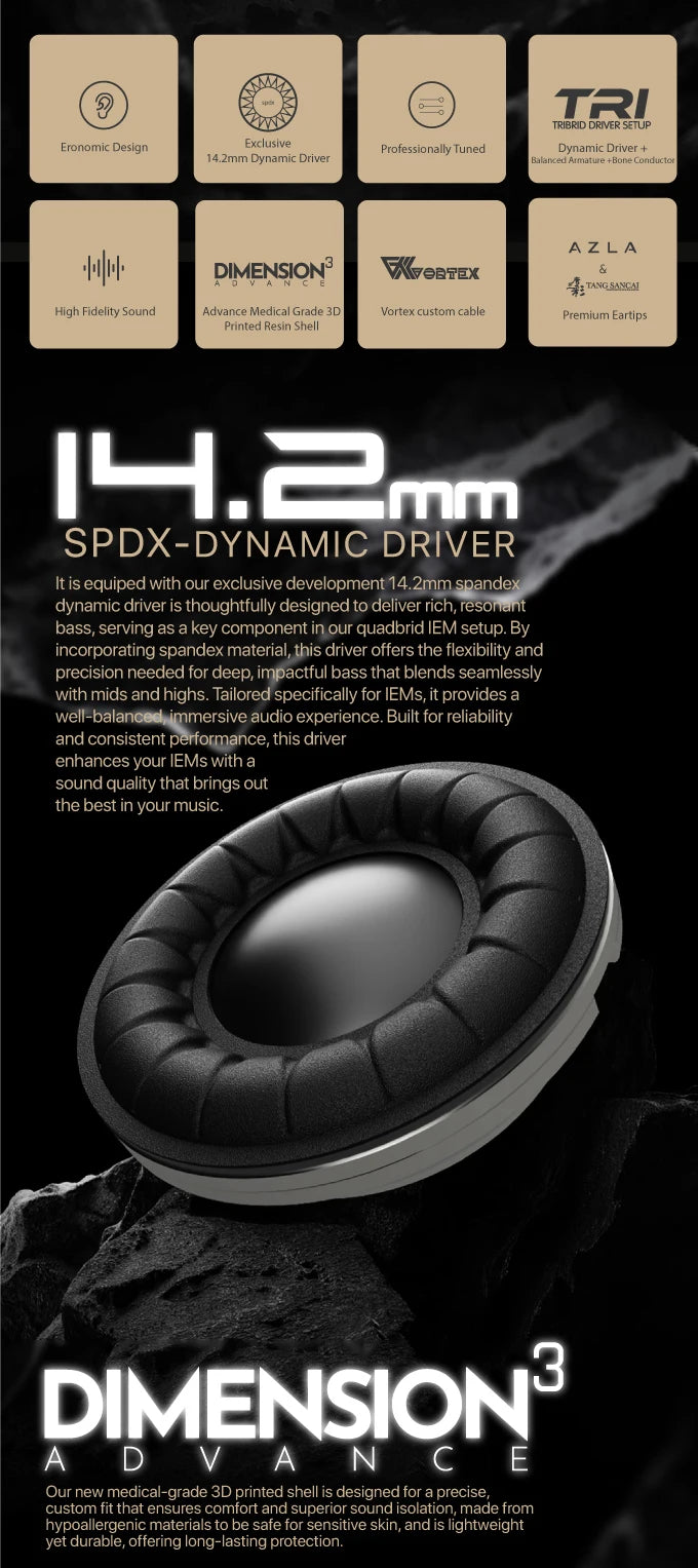 TANGZU Tianpeng IEM – 1DD+6BA+1 Bone Conduction Hybrid HiFi Earphones