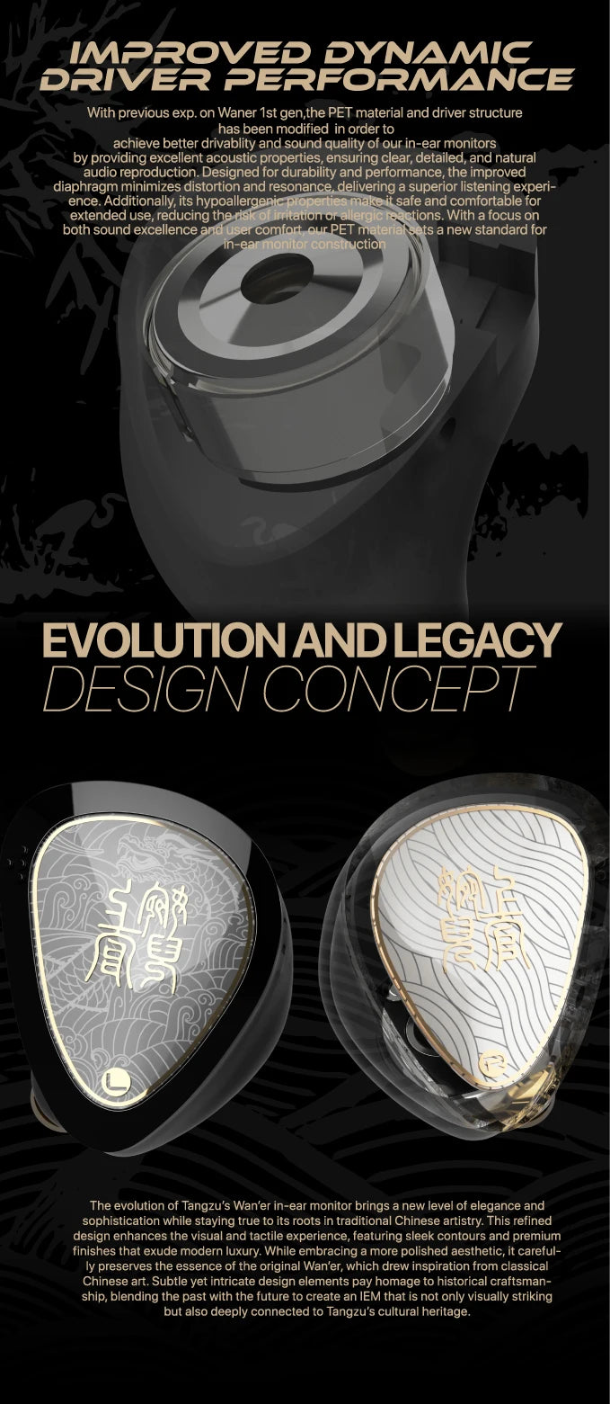 TANGZU WANER SG 2 Single Dynamic In-Ear Headphones ,10mm PET Driver, Detachable Cable, Hi-Fi Sound