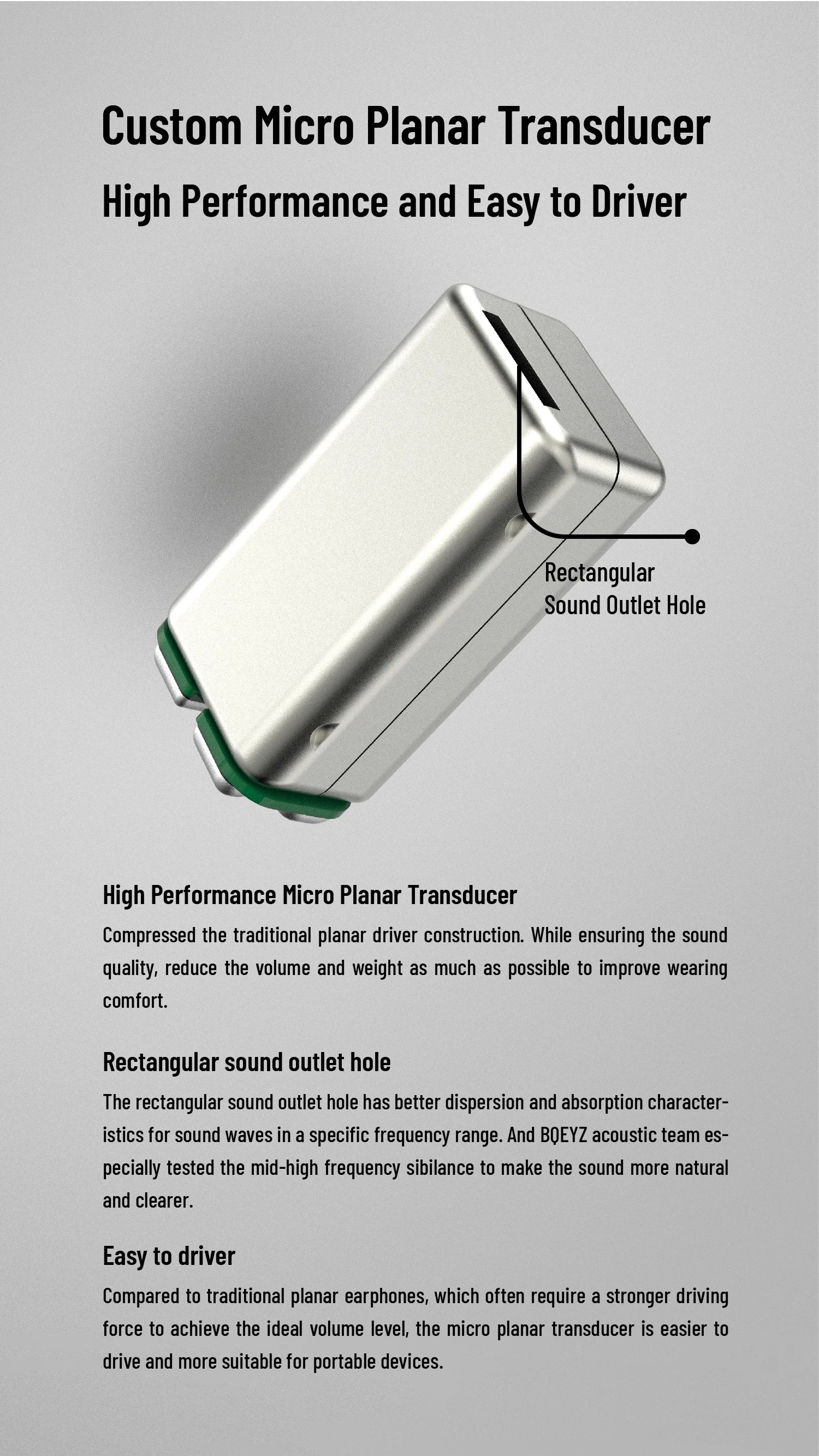 BQEYZ Frost Weather Series HiFi IEM Micro Planar + Dynamic Drivers, Silver-Plated Cable, Glass Faceplate
