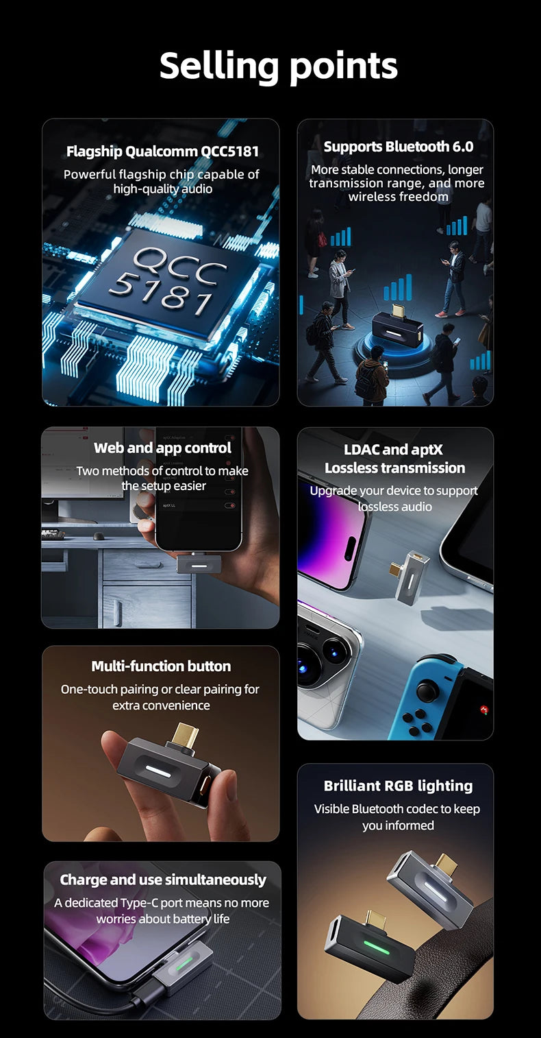 FiiO Air Link Bluetooth Transmitter – LDAC, aptX Adaptive, Type-C, BT 6.0