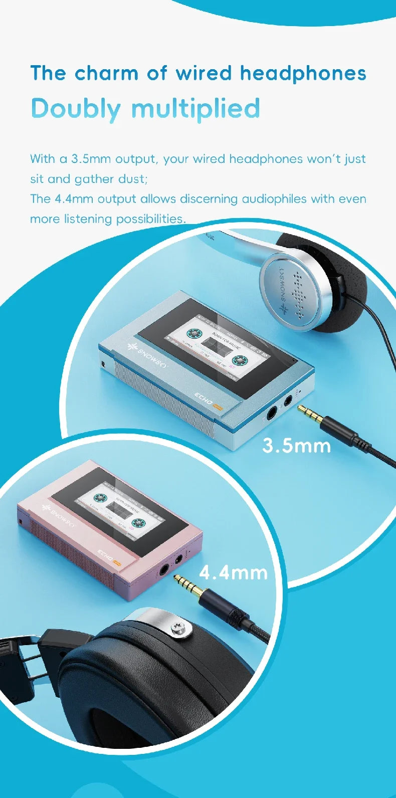 FiiO SnowSky Echo Mini HiFi Bluetooth MP3 Player - 15H Playback, 3.5mm & 4.4mm Headphone Outputs